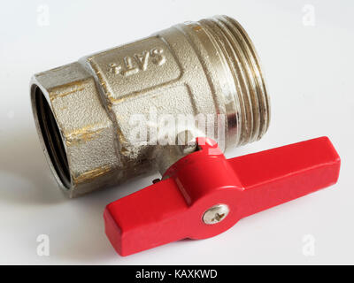 Kugelhahn 3/4 Zoll auf weißem Hintergrund Stockfoto