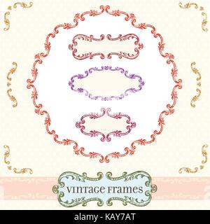 Satz von Vintage Zierpflanzen banner frames Abbildung gedeihen. Stock Vektor