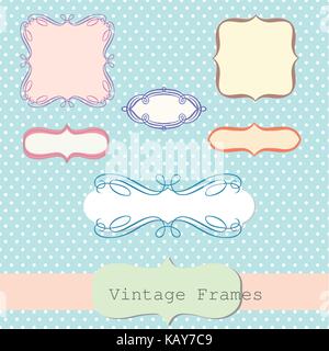 Cute kalligrafischen scalloped Rahmen Grenzen gesetzt. Stock Vektor