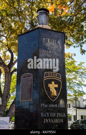 Miami, Florida. Gedenkstätte für die Märtyrer der Schweinebucht-invasion, Little Havana. Stockfoto