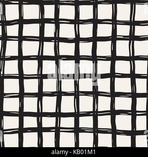 Hand nahtlose karierte Muster gezeichnet. Allover Muster, die mit Tinte doodle grunge Grid. Grafik Hintergrund mit Tartan. Stock Vektor