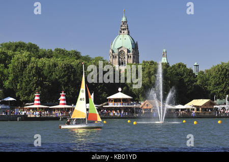 Hannover, Niedersachsen, Maschsee, maschseeufer, Rathaus, Segelboote, Stockfoto