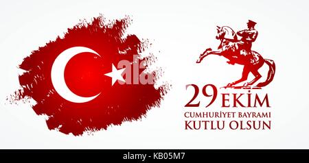 29 Das Ekim Cumhuriyet Bayraminiz kutlu olsun. Übersetzung: 29. Oktober Happy Tag der Republik Türkei. Grußkarte Designelemente. Stock Vektor