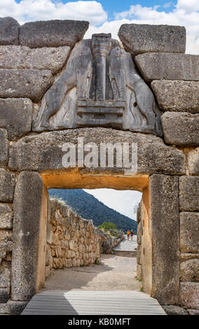 Die Lion's Gate, Mykene, Mikines, Peloponnes, Griechenland Stockfoto