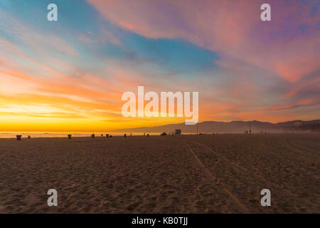 Sonnenuntergang am Venice Beach, Kalifornien Stockfoto