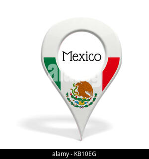 3D mit Fahne von Mexiko isoliert auf weißem Stockfoto