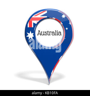 3D mit Flagge Australien isoliert auf weißem Stockfoto