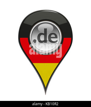 3D-Pin domain Marker mit deutscher Flagge isoliert Stockfoto