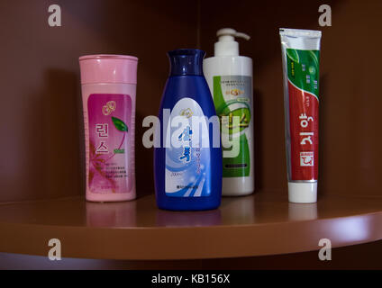 Produkte Made in China während der Ausstellung Pjöngjang sallim an Architektur Biennale zeigt eine nordkoreanische apartment Replik, National Capital Area, Seoul, Südkorea Stockfoto