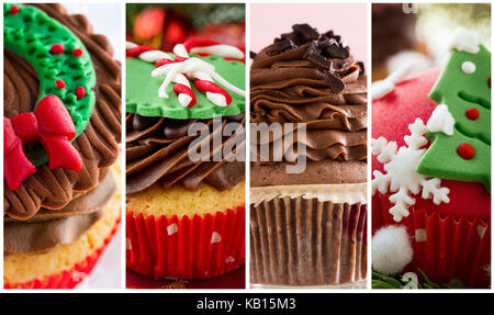 Nahaufnahme der eingerichteten Cupcake, collage Stockfoto