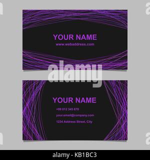 Abstrakte business card Template Design - Vector Illustration mit lila gewölbten Streifen auf schwarzem Hintergrund Stock Vektor