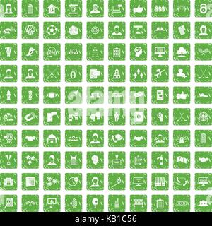 100 team Symbole in Grunge style grüne Farbe auf weißem Hintergrund Vektor-illustration isolierte Gruppe Stock Vektor