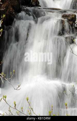 Kaskaden auf Nant Y Llyn zwischen den beiden wichtigsten Wasserfälle. Stockfoto