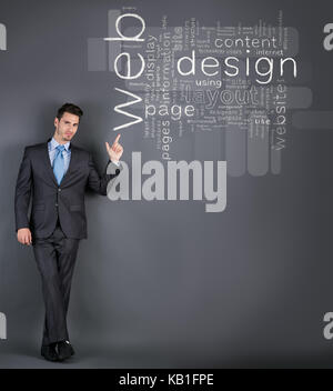 Unternehmer im Web design Worte zeigen Stockfoto