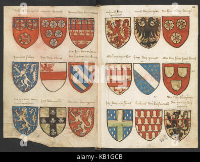 Wapenboek Beyeren (wieder) KB79K21 Folianten 020v (links) und 021r (rechts) Stockfoto