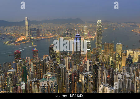 Blick auf den Finanzplatz und Business Center, Teil der Stadt Central, Hong Kong, Stockfoto