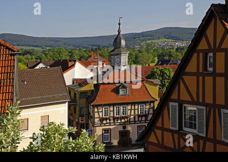 Deutschland, Hessen, Bad Soden-Salmünster, altes Rathaus, Altstadt, Fachwerkhäuser, Stockfoto