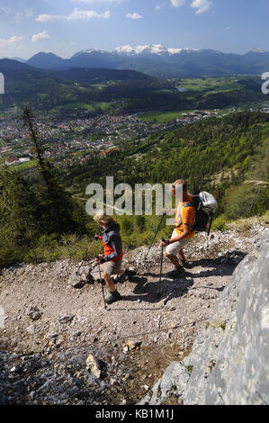 Paar, Abstieg, mittenwalder Hütte, Oberbayern, Deutschland, Stockfoto