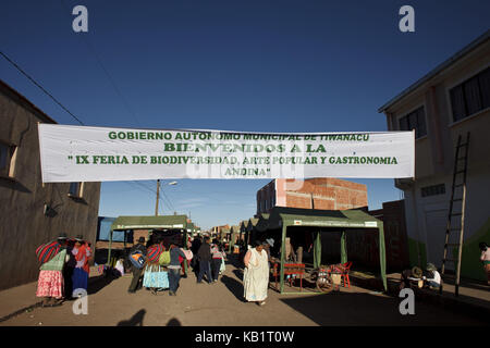 Bolivien, tiahuanaco, andines New Year Festival, Pilgrim, Stockfoto