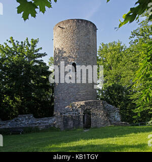 Deutschland, Hessen, Bad Soden-Salmünster, Burgruine stolzer Berg, 1252 Sitz der Hutten bis 1535, danach nicht mehr bewohnt, Stockfoto