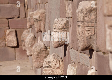 Bolivien, tiahuanaco, pre-hispanic Ruinen, templete semisubterraneo, Stockfoto