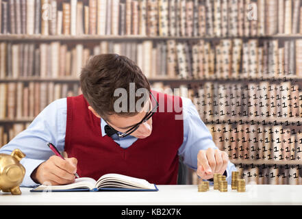 Altmodische Buchhalter genaues Zählen Geld Stockfoto