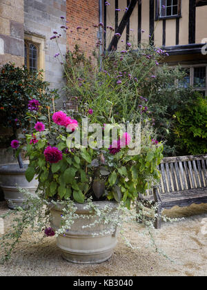 Coughton Court Tudor Mansion und Walled Gardens, Alcester, Warwickshire, B49 5JA, Großbritannien Stockfoto