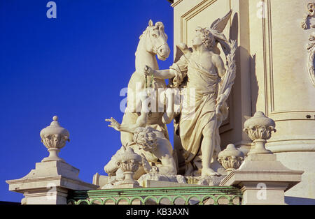 Portugal, Lissabon, Detail des Reiterdenkmals der Königskathedrale Josè I im Praca do Comercio, Stockfoto