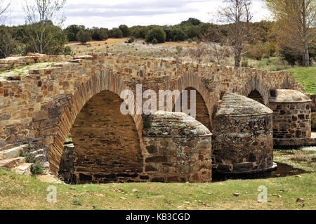 Spanien, Kastilien-Leon, Römische Brücke 'Puente Vilambre', original Via de la Plata bei Astorga, Stockfoto