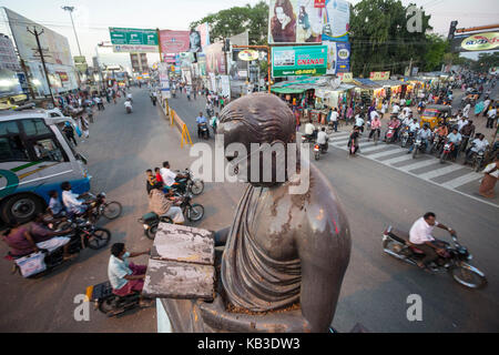 Indien, Tamil Nadu, thanjavur, Stadtzentrum, Statue Stockfoto