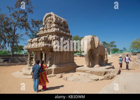 Indien, Tamil Nadu, mamallapuram, Tempel, fünf Rathas, nakula und sahadeva Stockfoto