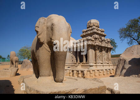 Indien, Tamil Nadu, mamallapuram, Tempel, fünf Rathas, nakula und sahadeva Stockfoto