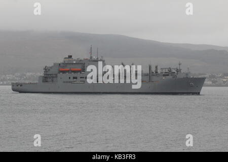 USNS Medgar Evers (T-AKE-13), Lewis und Clark-Klasse Dry Cargo Schiff der US-Marine betrieben, für Übung gewaltige Shield 2017 ankommen. Stockfoto