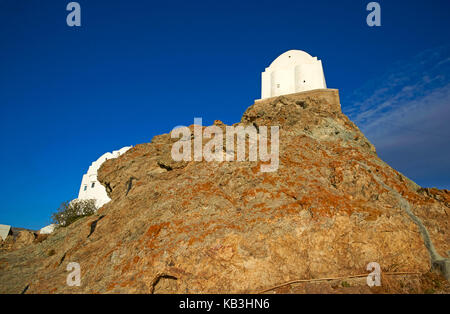 Kapelle auf einem Felsen, Serifos, Griechenland, Europa, Stockfoto