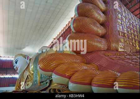 Liegender Buddha, chaukhtatgyi Paya, Myanmar, Asien, Stockfoto