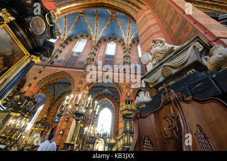 St Mary's Basilika, Krakau, Polen, Europa Stockfoto