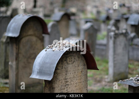 Der jüdische Friedhof neben der Remuh Synagoge, Viertel Kazimierz, Krakow, Polen, Europa Stockfoto