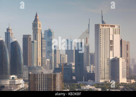 Uae, Dubai, Downtown Dubai, Downtown hi Gebäuden, Erhöhte Ansicht Stockfoto