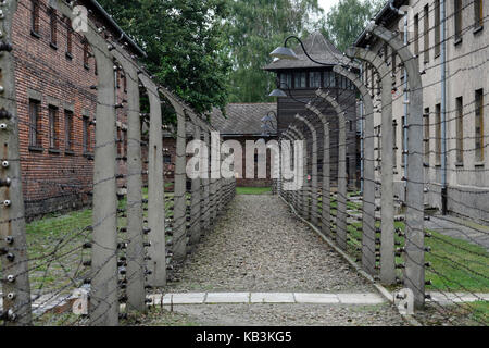 Kaserne hinter Stacheldraht frences in Auschwitz IM ZWEITEN WELTKRIEG NS-Konzentrationslager, Polen Stockfoto