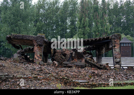 Ruinen der Gaskammern in Auschwitz II Birkenau WWII Nazi Konzentrationslager, Polen Stockfoto