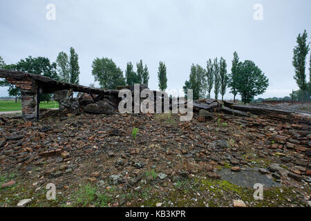 Ruinen der Gaskammern in Auschwitz II Birkenau WWII Nazi Konzentrationslager, Polen Stockfoto