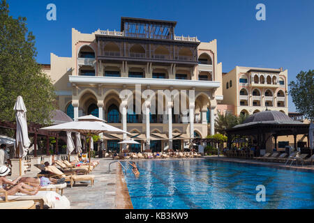 Vae, Abu Dhabi, "Shangri-la qaariyat Al Beri Hotel, Pool Stockfoto