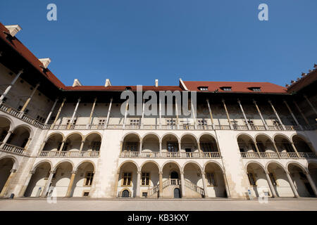 Wawel Royal Castle Courtyard in Krakau, Polen, Europa Stockfoto