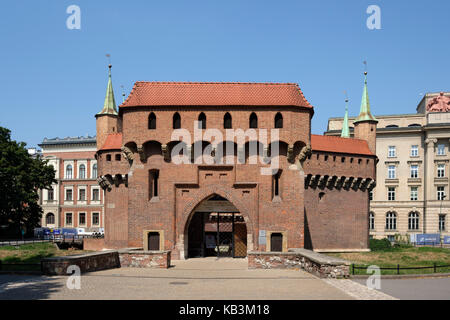Barbican Festung in Krakau, Polen, Europa Stockfoto