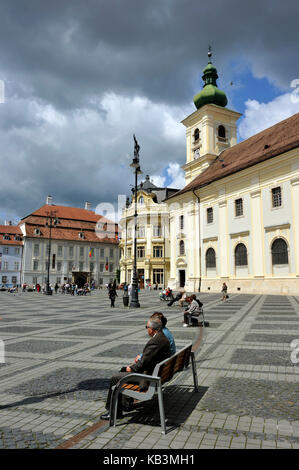 Rumänien, Siebenbürgen, Karpaten, Sibiu Altstadt, Piata Mare Stockfoto