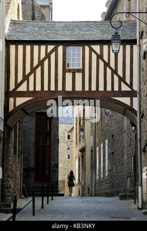 Frankreich, Ille et Vilaine, Cote d'Emeraude (Smaragdküste), Saint Malo, der Stadtmauer, den Vieux Remparts Straße Stockfoto