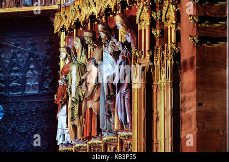 Frankreich, Bas Rhin, Straßburg, Altstadt Weltkulturerbe von UNESCO, Kathedrale Notre-Dame, Westfassade, Sommer 2015 light &amp; sound show Stockfoto