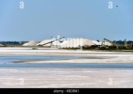 Frankreich, Gard, Aigues Mortes, Les Salins du midi Salt Marsh Stockfoto