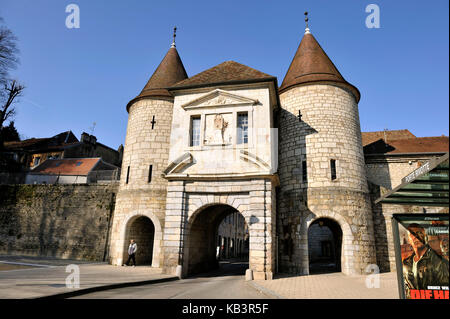 Frankreich, Franche-Comté, Besancon, das historische Zentrum, die rivotte Gate Stockfoto