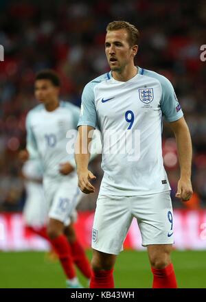 Harry Kane von England während der FIFA World Cup Qualifier Match zwischen England und der Slowakei im Wembley Stadion in London. 04 Sep 2017 Stockfoto